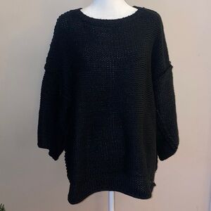 Easel Raw Hem 3/4 Sleeve Knit Sweater